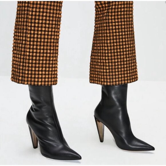 Gianvito Rossi Black Leather Lucite Heeled Pointed Toe Boots - Picture 1 of 15